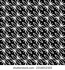  Hintergrund mit abstrakten Formen. Schwarz-Weiß-Textur. Nahtlose, monochrome Wiederholung für Dekoration, Stoff, Stoff. 