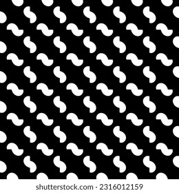  Background with abstract shapes. Black and white texture. Seamless monochrome repeating pattern  for decor, fabric, cloth. 