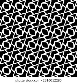  Hintergrund mit abstrakten Formen. Schwarz-Weiß-Textur. Nahtlose, monochrome Wiederholung für Dekoration, Stoff, Stoff. 