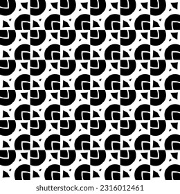  Background with abstract shapes. Black and white texture. Seamless monochrome repeating pattern  for decor, fabric, cloth. 