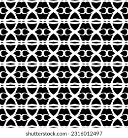  Background with abstract shapes. Black and white texture. Seamless monochrome repeating pattern  for decor, fabric, cloth. 