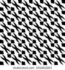  Background with abstract shapes. Black and white texture. Seamless monochrome repeating pattern  for decor, fabric, cloth. 