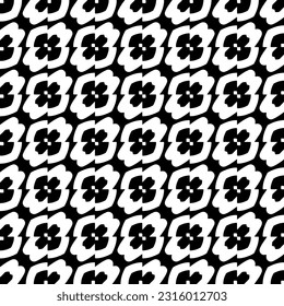  Background with abstract shapes. Black and white texture. Seamless monochrome repeating pattern  for decor, fabric, cloth. 