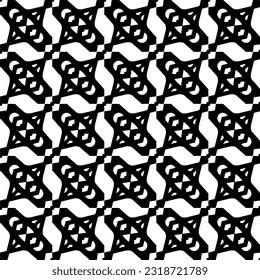  Background with abstract shapes. Black and white texture. Seamless monochrome repeating pattern  for decor, fabric, cloth.