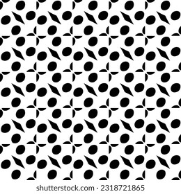  Background with abstract shapes. Black and white texture. Seamless monochrome repeating pattern  for decor, fabric, cloth.