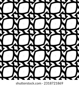  Background with abstract shapes. Black and white texture. Seamless monochrome repeating pattern  for decor, fabric, cloth.