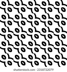  Hintergrund mit abstrakten Formen. Schwarz-Weiß-Textur. Nahtlose, monochrome Wiederholung für Dekoration, Stoff, Stoff.