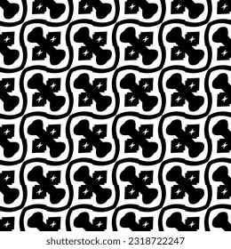  Background with abstract shapes. Black and white texture. Seamless monochrome repeating pattern  for decor, fabric, cloth.