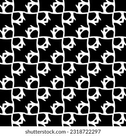  Fondo con formas abstractas. Textura en blanco y negro. Patrón de repetición monocromático sin inconvenientes para la decoración, la tela, la tela.