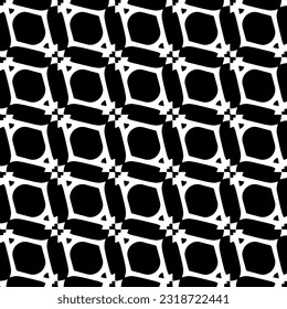  Background with abstract shapes. Black and white texture. Seamless monochrome repeating pattern  for decor, fabric, cloth.