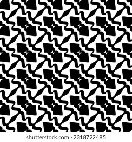  Hintergrund mit abstrakten Formen. Schwarz-Weiß-Textur. Nahtlose, monochrome Wiederholung für Dekoration, Stoff, Stoff.