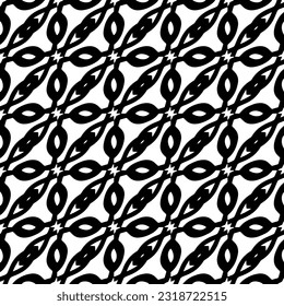  Background with abstract shapes. Black and white texture. Seamless monochrome repeating pattern  for decor, fabric, cloth.