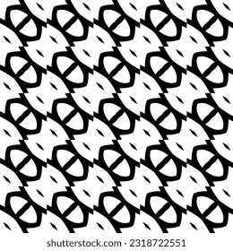  Background with abstract shapes. Black and white texture. Seamless monochrome repeating pattern  for decor, fabric, cloth.