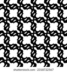  Hintergrund mit abstrakten Formen. Schwarz-Weiß-Textur. Nahtlose, monochrome Wiederholung für Dekoration, Stoff, Stoff.