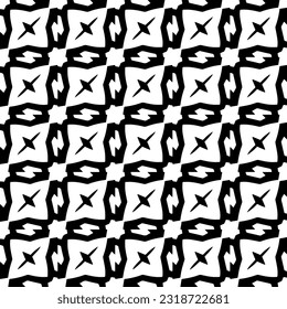  Background with abstract shapes. Black and white texture. Seamless monochrome repeating pattern  for decor, fabric, cloth.