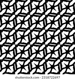  Background with abstract shapes. Black and white texture. Seamless monochrome repeating pattern  for decor, fabric, cloth.