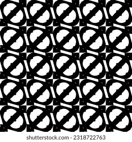  Background with abstract shapes. Black and white texture. Seamless monochrome repeating pattern  for decor, fabric, cloth.
