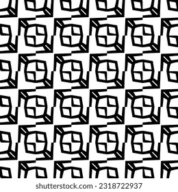  Background with abstract shapes. Black and white texture. Seamless monochrome repeating pattern  for decor, fabric, cloth.