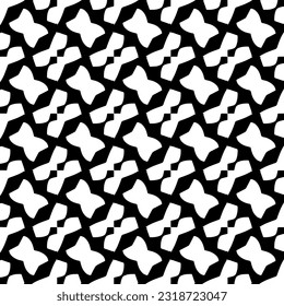  Hintergrund mit abstrakten Formen. Schwarz-Weiß-Textur. Nahtlose, monochrome Wiederholung für Dekoration, Stoff, Stoff.