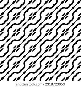  Background with abstract shapes. Black and white texture. Seamless monochrome repeating pattern  for decor, fabric, cloth.