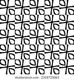  Background with abstract shapes. Black and white texture. Seamless monochrome repeating pattern  for decor, fabric, cloth.
