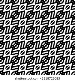  Background with abstract shapes. Black and white texture. Seamless monochrome repeating pattern  for decor, fabric, cloth.