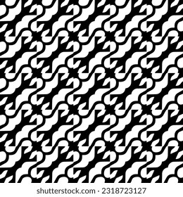  Background with abstract shapes. Black and white texture. Seamless monochrome repeating pattern  for decor, fabric, cloth.