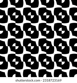  Background with abstract shapes. Black and white texture. Seamless monochrome repeating pattern  for decor, fabric, cloth.