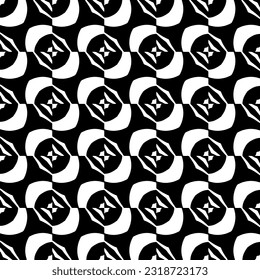  Fondo con formas abstractas. Textura en blanco y negro. Patrón de repetición monocromático sin inconvenientes para la decoración, la tela, la tela.