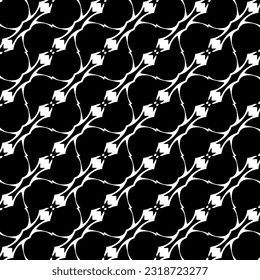  Fondo con formas abstractas. Textura en blanco y negro. Patrón de repetición monocromático sin inconvenientes para la decoración, la tela, la tela.