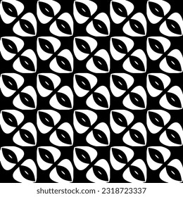  Background with abstract shapes. Black and white texture. Seamless monochrome repeating pattern  for decor, fabric, cloth.