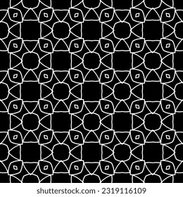  Background with abstract shapes. Black and white texture. Seamless monochrome repeating pattern  for decor, fabric, cloth. 