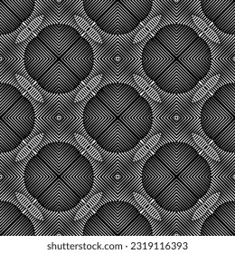  Background with abstract shapes. Black and white texture. Seamless monochrome repeating pattern  for decor, fabric, cloth. 