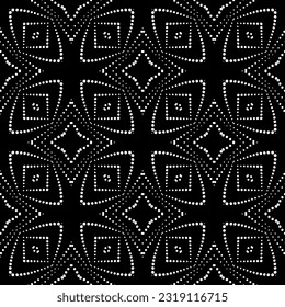  Hintergrund mit abstrakten Formen. Schwarz-Weiß-Textur. Nahtlose, monochrome Wiederholung für Dekoration, Stoff, Stoff. 
