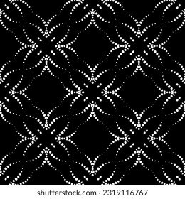  Background with abstract shapes. Black and white texture. Seamless monochrome repeating pattern  for decor, fabric, cloth. 