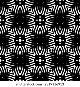 Background with abstract shapes. Black and white texture. Seamless monochrome repeating pattern  for decor, fabric, cloth. 