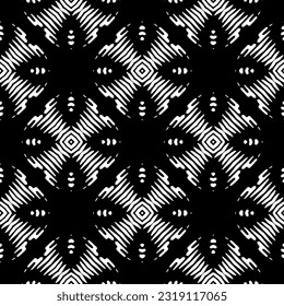  Fondo con formas abstractas. Textura en blanco y negro. Patrón de repetición monocromático sin inconvenientes para la decoración, la tela, la tela. 