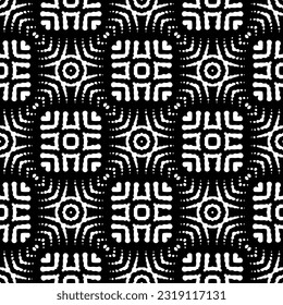 Fondo con formas abstractas. Textura en blanco y negro. Patrón de repetición monocromático sin inconvenientes para la decoración, la tela, la tela. 