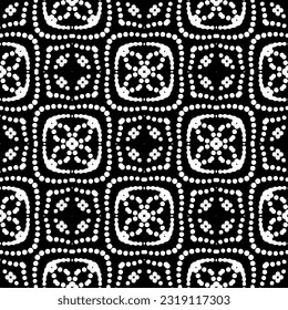  Background with abstract shapes. Black and white texture. Seamless monochrome repeating pattern  for decor, fabric, cloth. 