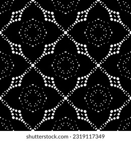  Hintergrund mit abstrakten Formen. Schwarz-Weiß-Textur. Nahtlose, monochrome Wiederholung für Dekoration, Stoff, Stoff. 