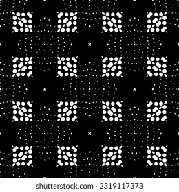  Background with abstract shapes. Black and white texture. Seamless monochrome repeating pattern  for decor, fabric, cloth. 