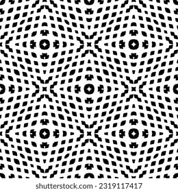  Hintergrund mit abstrakten Formen. Schwarz-Weiß-Textur. Nahtlose, monochrome Wiederholung für Dekoration, Stoff, Stoff. 