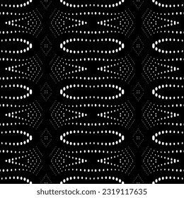  Background with abstract shapes. Black and white texture. Seamless monochrome repeating pattern  for decor, fabric, cloth. 