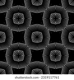  Background with abstract shapes. Black and white texture. Seamless monochrome repeating pattern  for decor, fabric, cloth. 