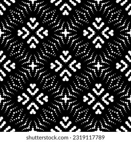  Hintergrund mit abstrakten Formen. Schwarz-Weiß-Textur. Nahtlose, monochrome Wiederholung für Dekoration, Stoff, Stoff. 