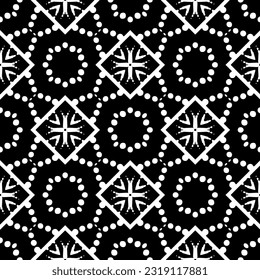  Background with abstract shapes. Black and white texture. Seamless monochrome repeating pattern  for decor, fabric, cloth. 