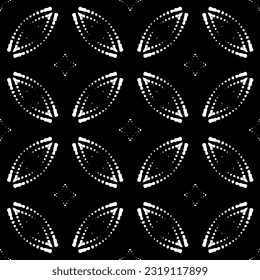  Background with abstract shapes. Black and white texture. Seamless monochrome repeating pattern  for decor, fabric, cloth. 