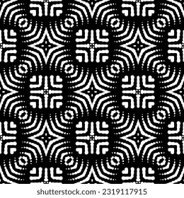  Fondo con formas abstractas. Textura en blanco y negro. Patrón de repetición monocromático sin inconvenientes para la decoración, la tela, la tela. 