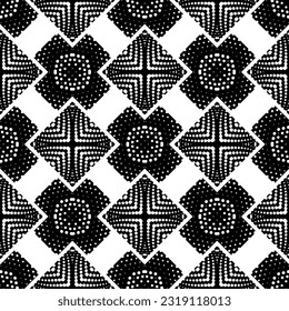  Hintergrund mit abstrakten Formen. Schwarz-Weiß-Textur. Nahtlose, monochrome Wiederholung für Dekoration, Stoff, Stoff. 