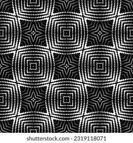  Hintergrund mit abstrakten Formen. Schwarz-Weiß-Textur. Nahtlose, monochrome Wiederholung für Dekoration, Stoff, Stoff. 
